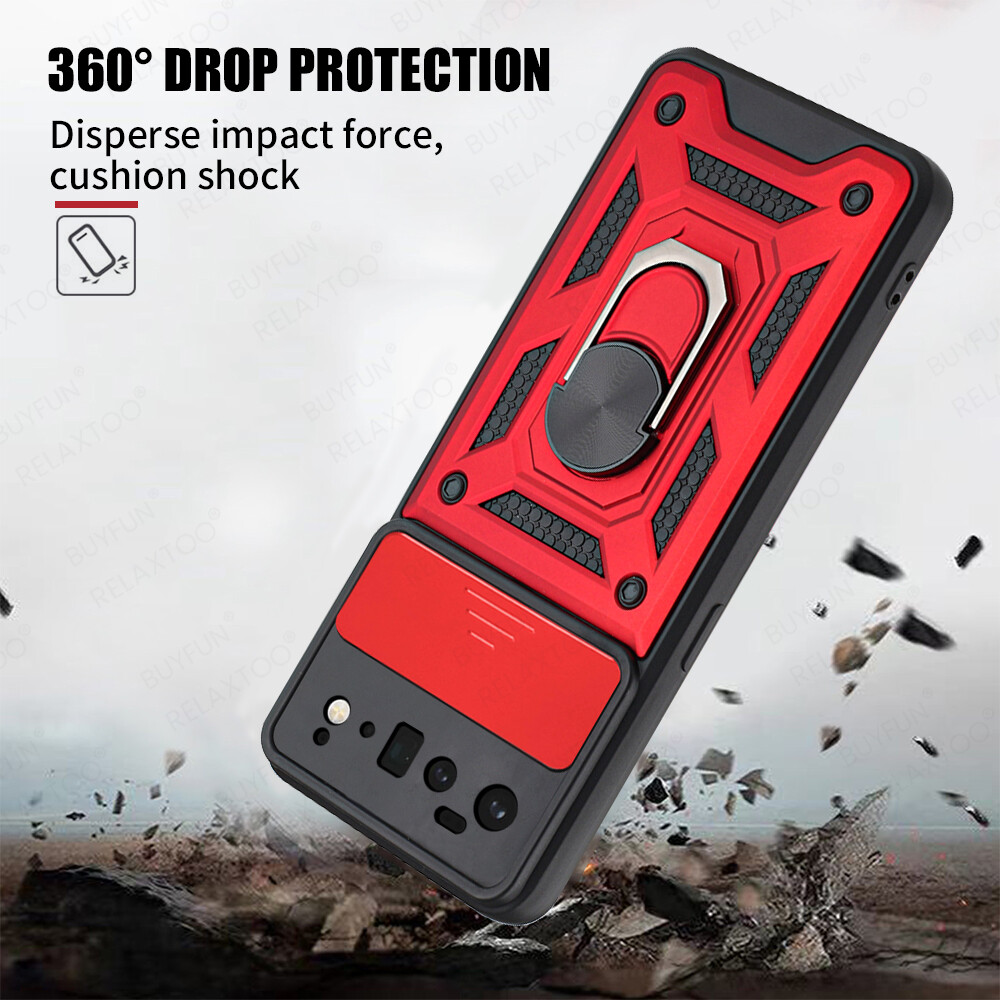 Ốp Bảo Vệ Chống Rơi 360 ° Cho Google Pixel 6 Pro Ốp Cửa Sổ Đẩy Máy Ảnh Cho Google Pixel6 6Pro Vỏ Ốp Có Vòng Đứng Từ Tính