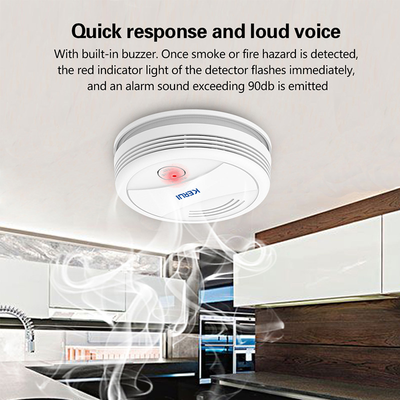 KERUI Wireless Tuya Smart Home WIFI Smoke Detector 80db Fire Protection ...