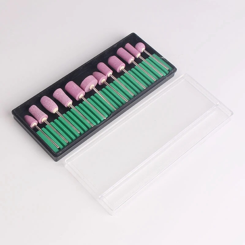 [Ready stock] KIRRUN 12Pcs Ceramic Nail Drill Bits, Stainless Steel Ceramic Electric Machine Drill Bits File Nail Art Polishing Grinding Head Manicure Pedicure Tools Set
