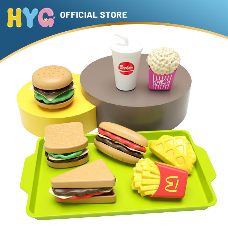 9PCS 17PCS Children Kitchen Food Toys Set Dessert Ice Cream Set Play House Simulation Toys Burger Fries Hot Dog Set Cash Register Safe And Nontoxic Fun Games For Kids