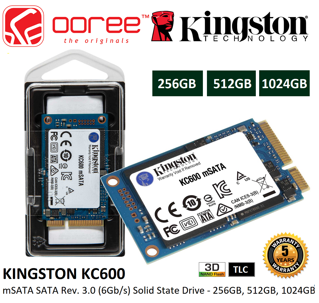 Pointer på trods af Urskive KINGSTON SKC600MS INTERNAL SSD MSATA SATA REV. 3.0 (6GB/S) SOLID STATE  DRIVE WITH 3D TLC NAND - 256GB / 512GB / 1024GB | Lazada