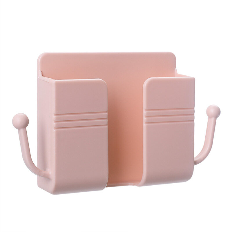 Wall Mounted Organizer Storage Box Remote Control Mounted Mobile Phone Plug Wall Holder Charging Multifunction Adhesive Holder