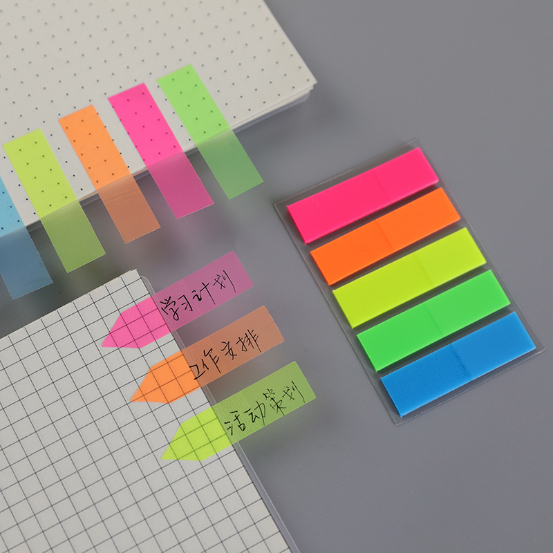 100 Sheets Fluorescence Sticky Notes Memo Pad Loose-leaf Index Sticker Bookmark Sticker Office Stationery Supplies Post-it Memo Sticky