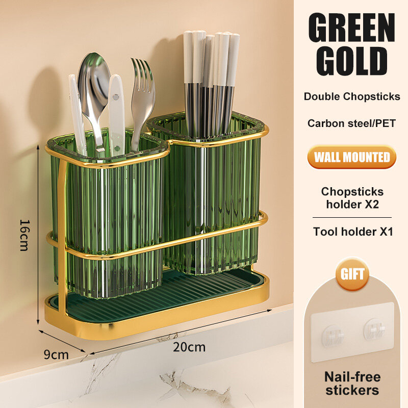 Multifunction Tableware Storage With Water Drainer Utensil Holder