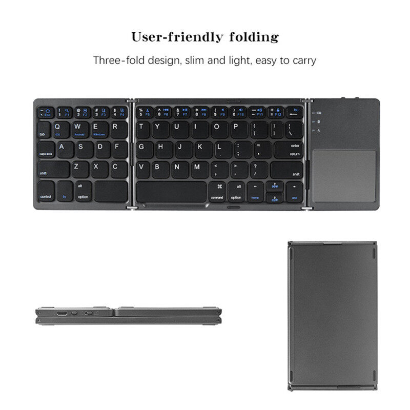 Kebeteme không dây mini bluetooth có thể gập lại Bàn phím kèm bàn di chuột cho PC văn phòng