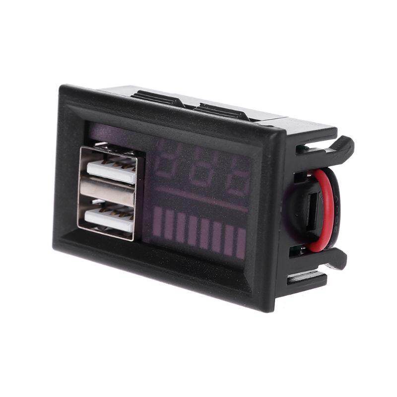 Vôn Kế Xe Máy Ô Tô Kỹ Thuật Số 12V, Đồng Hồ Đo Bảng Pin Điện Áp W USB 5V Đầu Ra