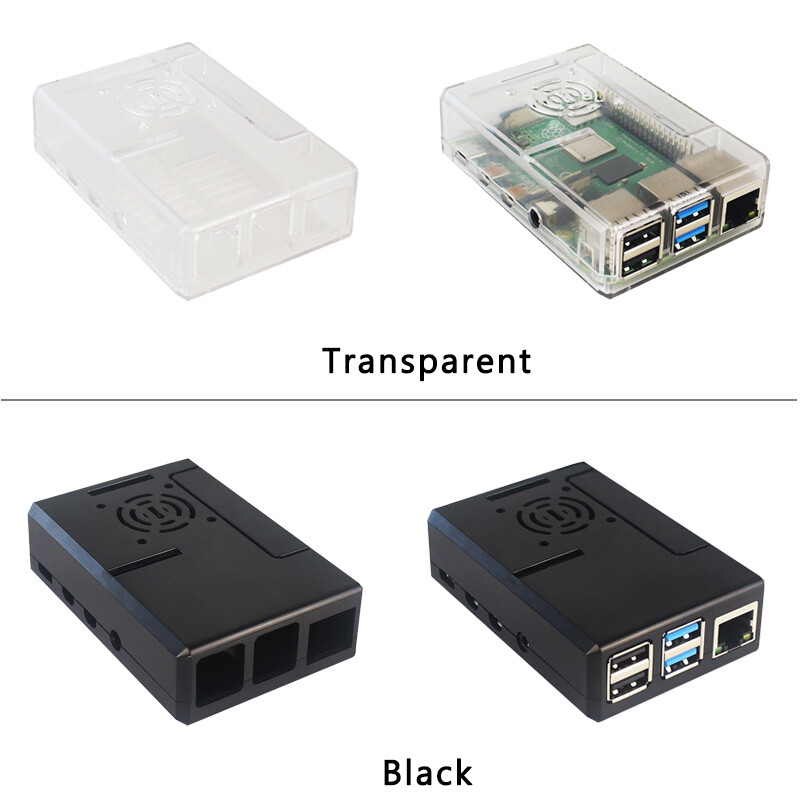 Vỏ Raspberry Pi 4B ABS Mới Nhất Hộp Vỏ Hộp Màu Đen Trong Suốt Quạt Làm Mát Tương Thích Cho Raspberry Pi 4 Model B