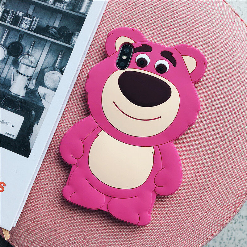 Ốp lưng điện thoại hình gấu ba chiều màu hồng dễ thương cho iPhone 6 7 8 Plus Ốp lưng mềm cho Iphone XS Max XR chống rơi và trầy xước cho Ốp lưng điện thoại Ốp lưng màu rắn cho Apple iPhone 11 Pro Max quà Tặng bé gái SE 2020