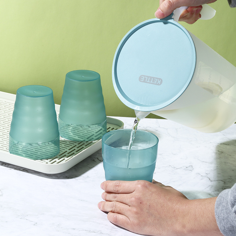 plastic thickened large-capacity cold kettle cup set household flip-top cold kettle juice milk teapot with scale