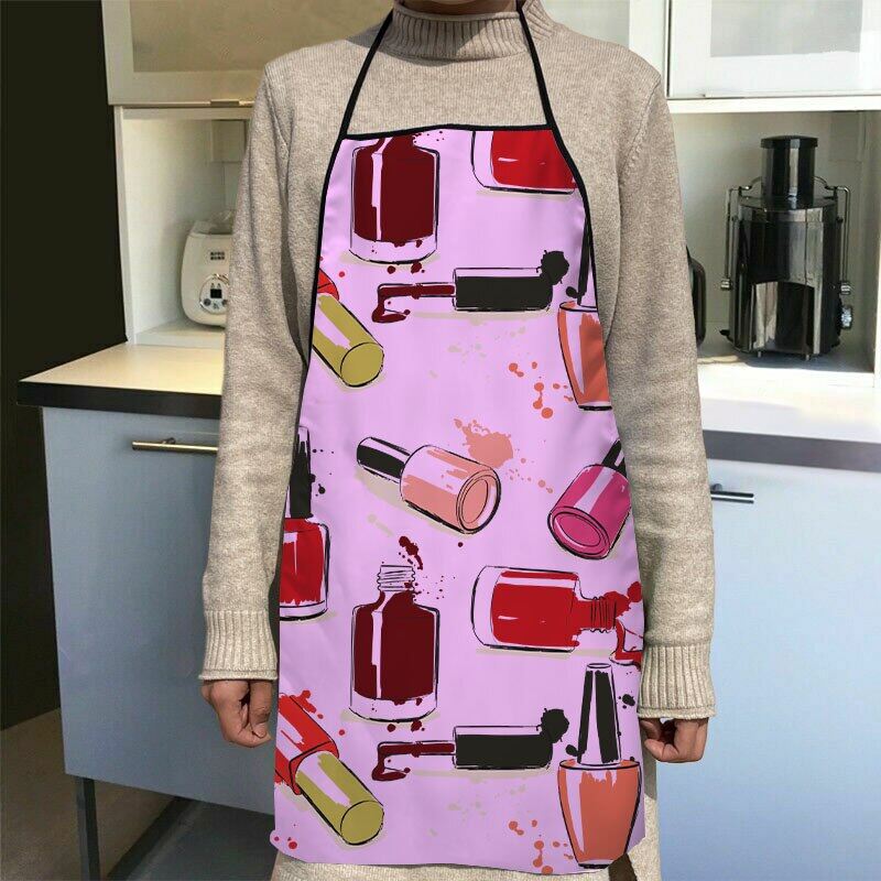 Nice Fashion Design Nail Polish Apron Store Logo For Women Gift Oxford Fabric Cleaning Pinafore Home Cooking Accessories Apron