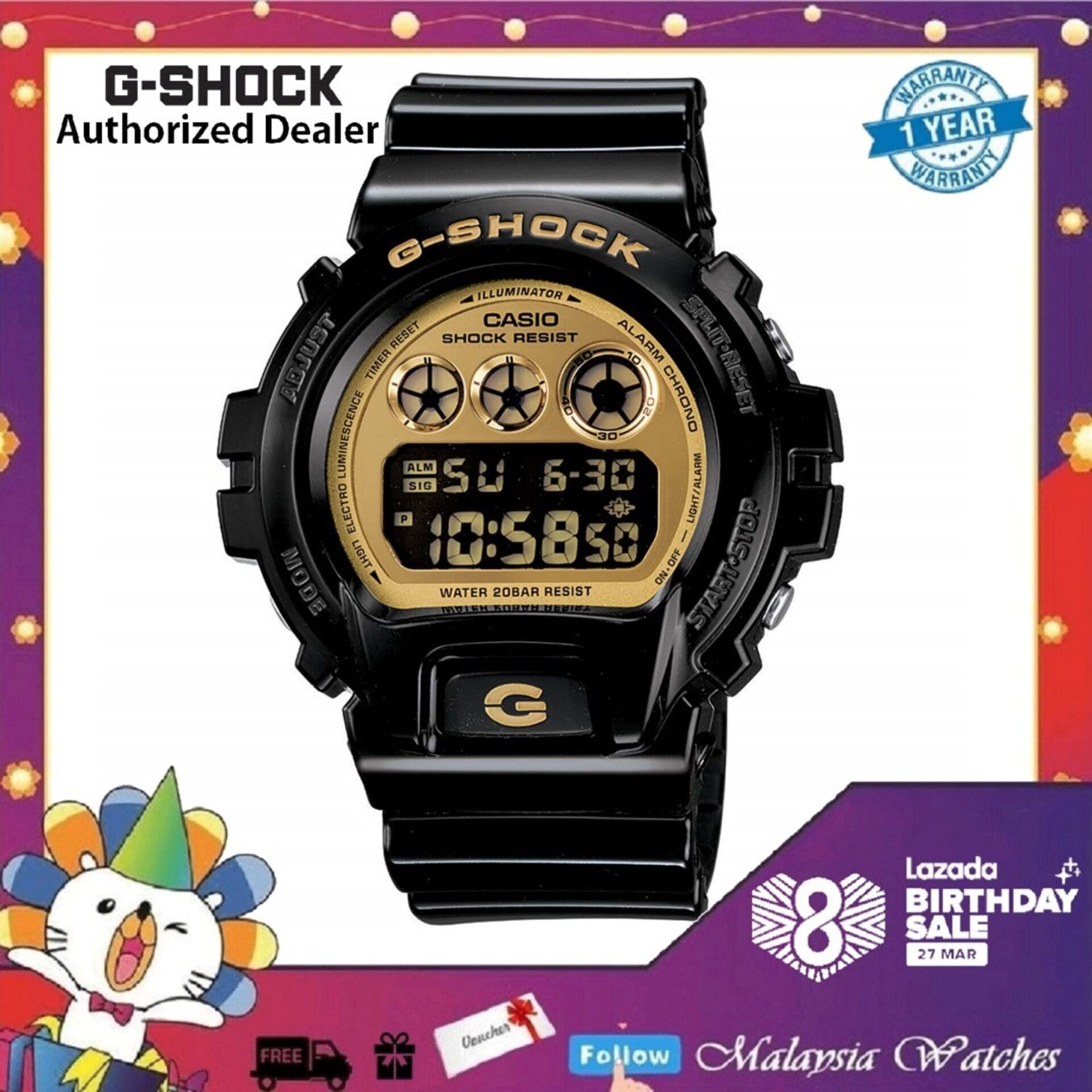 jam g shock hitam gold