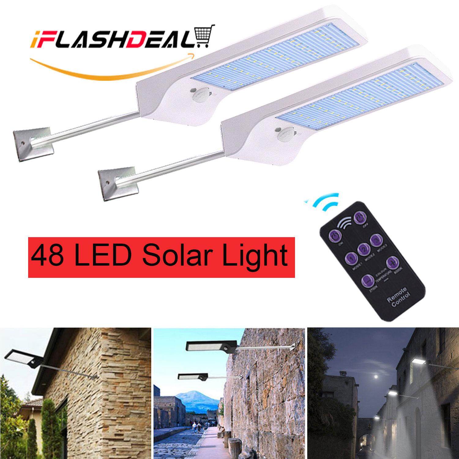 IFlashDeal Nâng Cấp 48 ĐÈN LED Năng Lượng Mặt Trời Chiếu Sáng Ngoài Trời Chống Thấm Nước Chuyển Động Ánh Sáng Cảm Biến Lắp Cực Vườn có Điều Khiển từ xa 【2 pack】