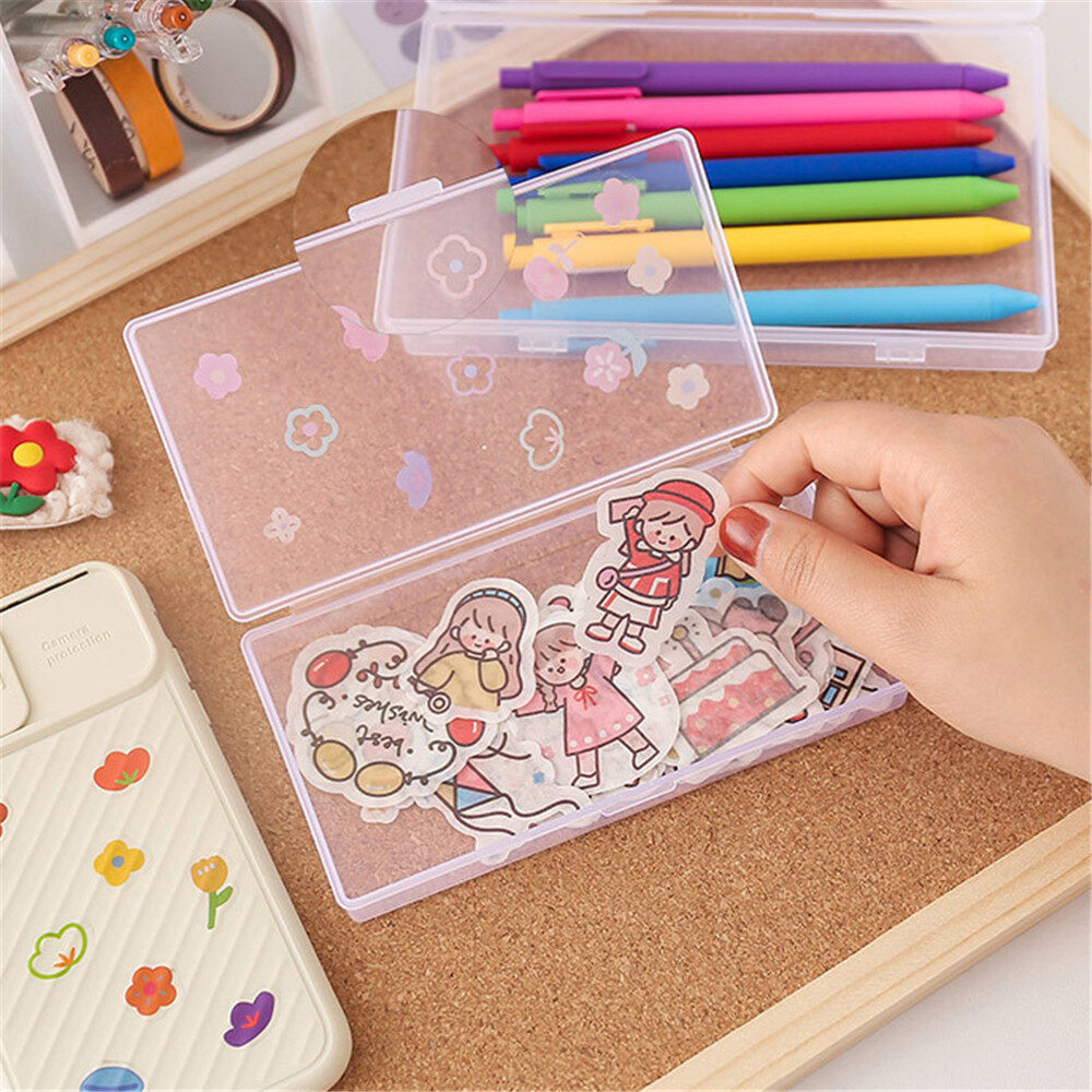 【YOY】Transparent Memo Mini Storage Box Student Plastic Pencil Box Desktop Organize Case