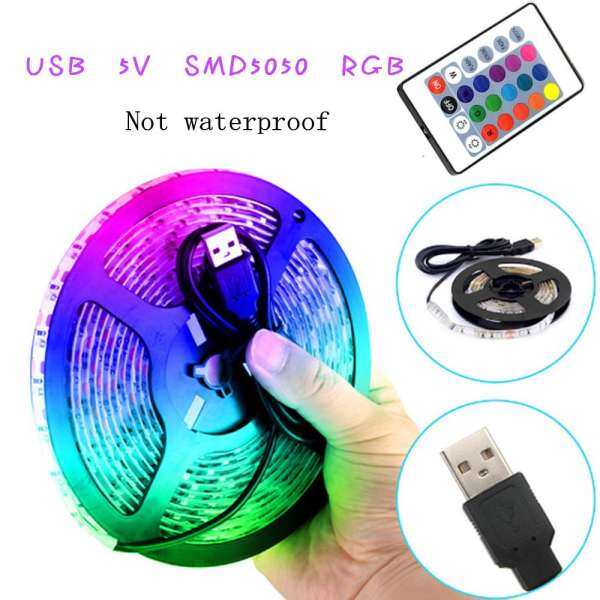 Outops USB 5 V Mềm 7 Màu Sắc Thay Đổi Dây có Điều Khiển từ xa cho TV Nền Trang Trí