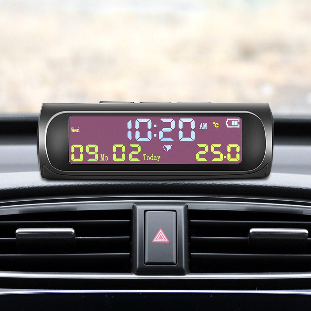 Đồng Hồ Kỹ Thuật Số Xe Hơi LCD Năng Lượng Mặt Trời TPMS Look Với Ngày Trong Xe Hiển Thị Nhiệt Độ