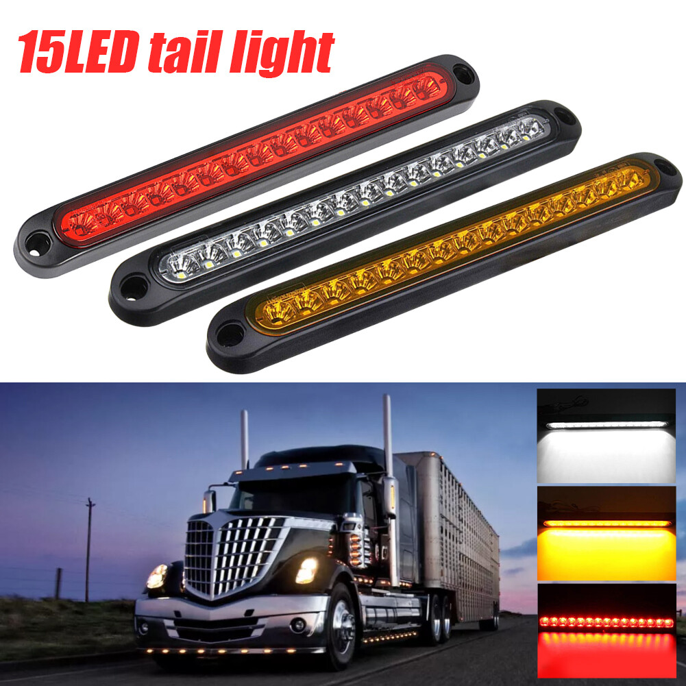 Leesa Universal 15LED Car Light Bar 12V Red Third Brake Light Rear Light Signal Side Marker Turn Signal Stop Warning Lamp High Mount