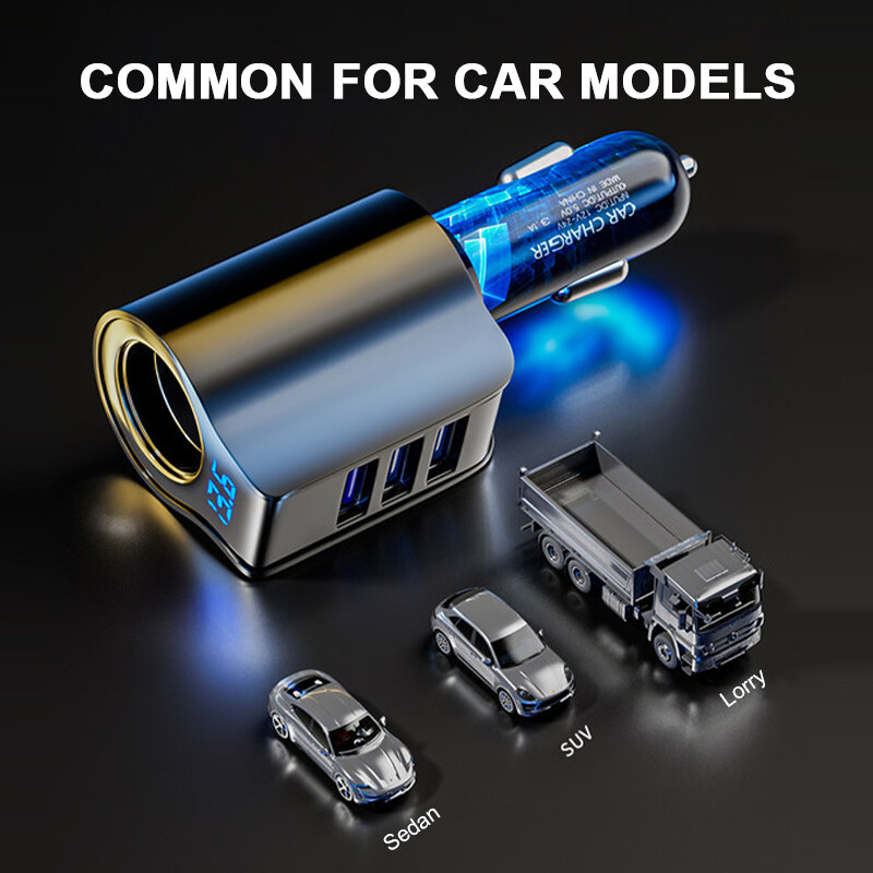 3 USB Port Car Charger Lighter Conversion Plug QC3.0 Quick Charging