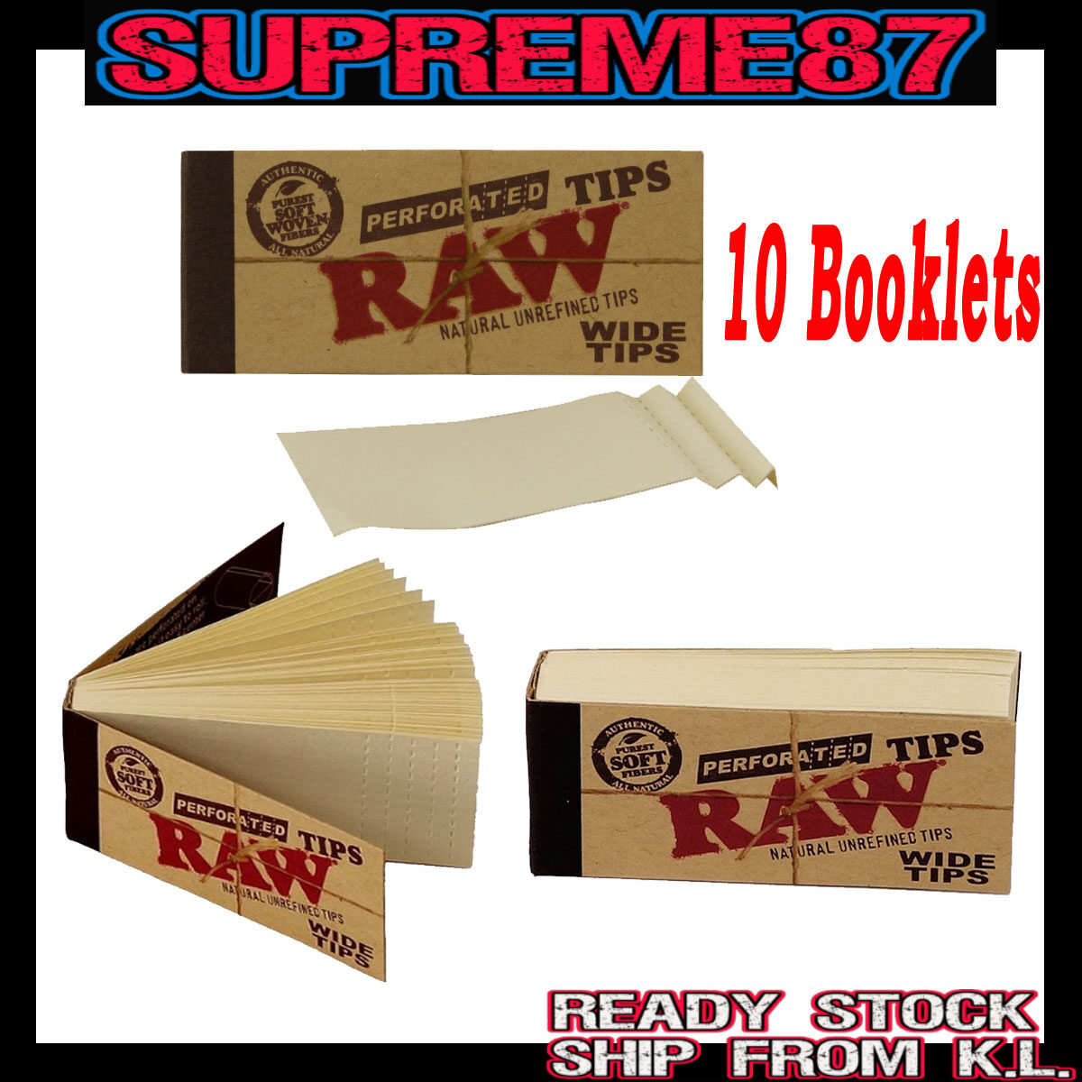 250 Premium Perforated Rolling Tips 5 Booklets of 50 Masterdam Rolling Tips 