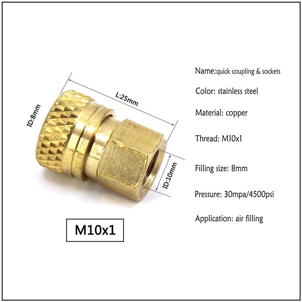 PCP High Pressure M10x1 Thread Quick Coupler Connector Quick Disconnect Copper Air Socket Connection Air Pump PCP Pump