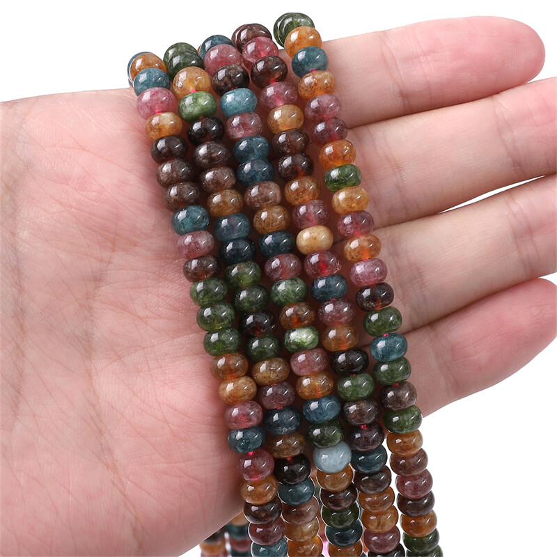 4-10mm 38cm/Str Rainbow Tourmaline Synthetic Stone Beads For Necklace Bracelet DIY Jewelry Making