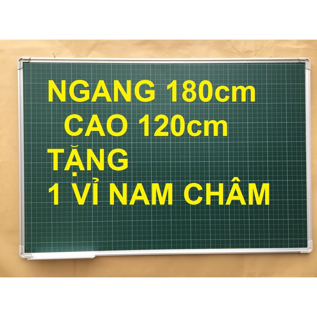 Bảng từ xanh viết phấn kẻ ô ly tiểu học luyện chữ viết kích thước 120 x 180cm tặng nam châm, lau bảng
