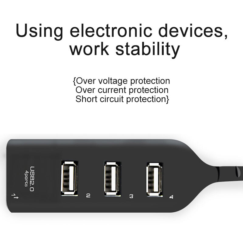 High Speed Usb Hub, 4 Port Splitter, Usb Adapter Mini Hub Laptop Computer Pc For Socket, Mac Windows for Notebook