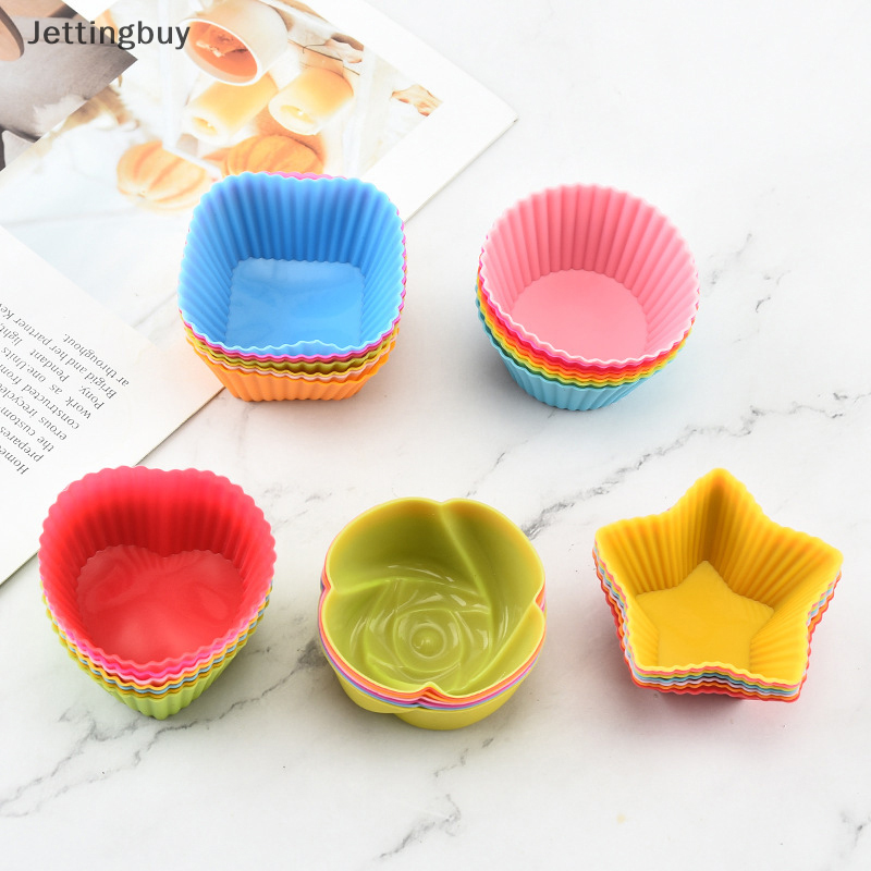 【Jettingbuy】 Flash Sale 7pcs Set Silicone Cake Mold Muffin Cupcake Baking Molds DIY Cake Decorating Tools