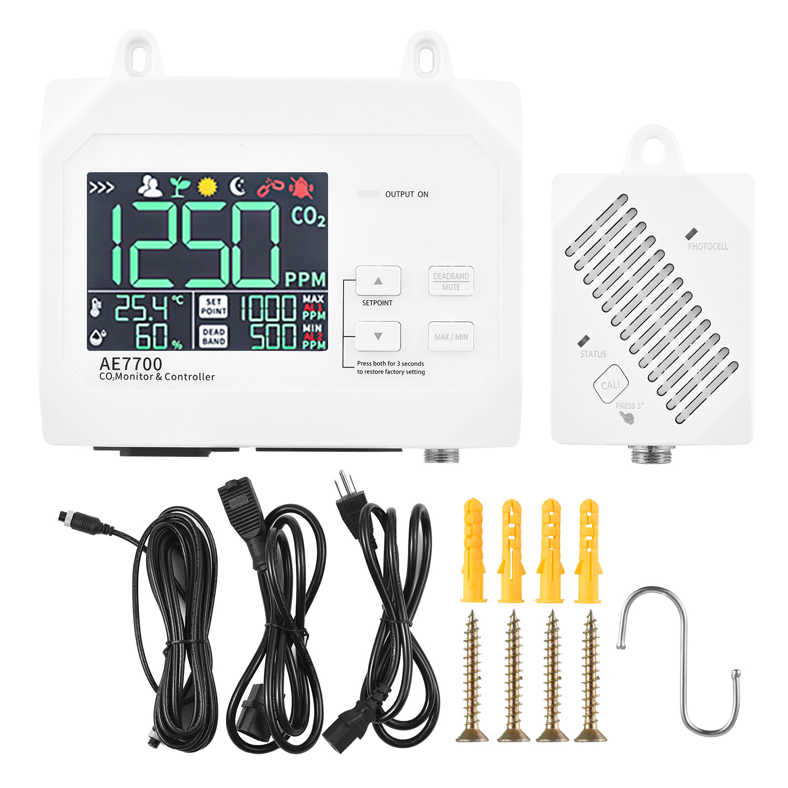 KKmoon CO2 Monitor & Controller CO2 Concentration Tester Controller 0~9999ppm Measuring Range with Human & Plant Mode High Sensitive Wall-mounted Carbon Dioxide Air Quality Monitor Detection Controller Relay for Cultivation Breeding Greenhouse
