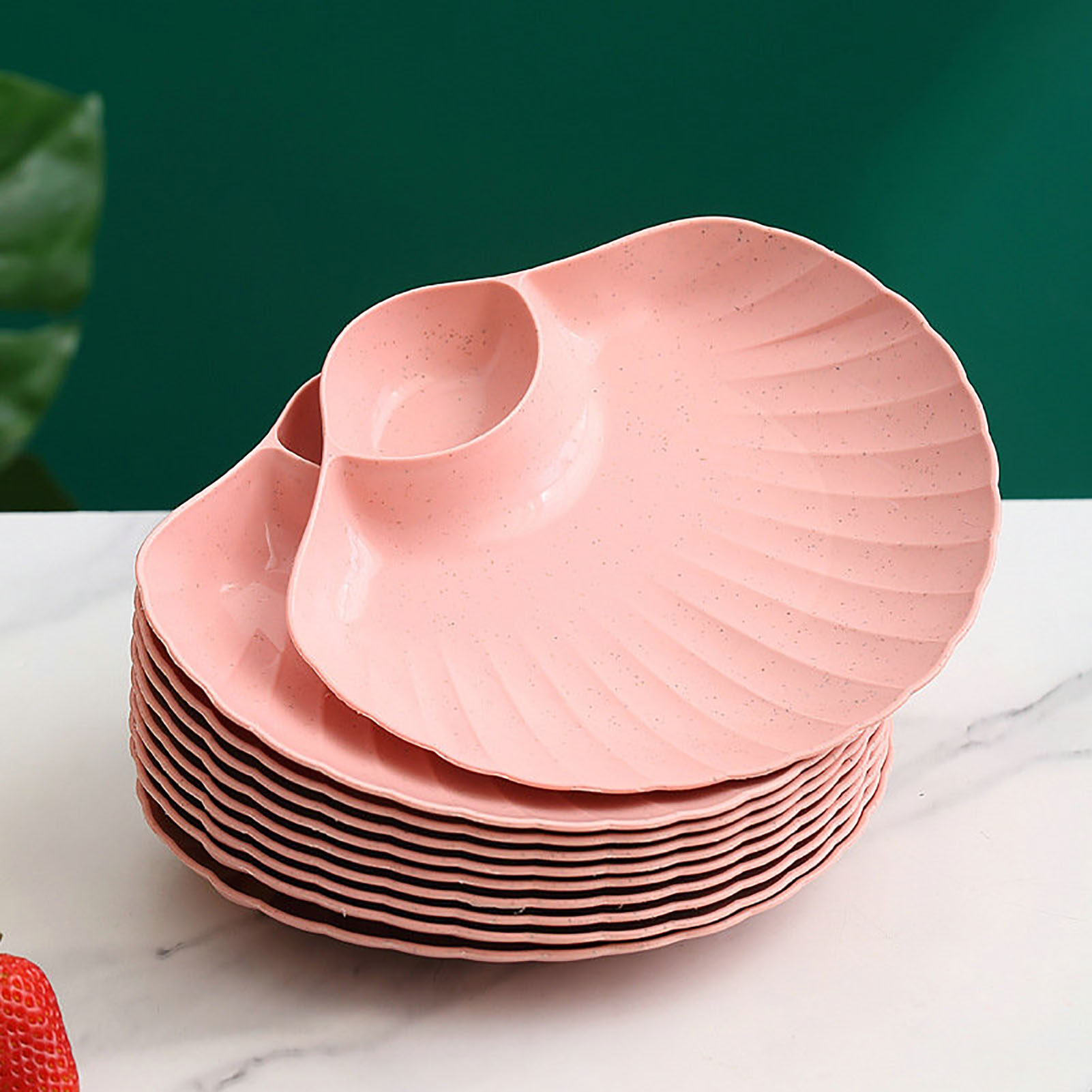 Terylin Dried Fruit Plate Anti-drop Shell Shape Stackable Unbreakable Exquisite Pack Food Solid Color Food Grade Supplies Cake Pan Household Stuff Practical Dried Fruit