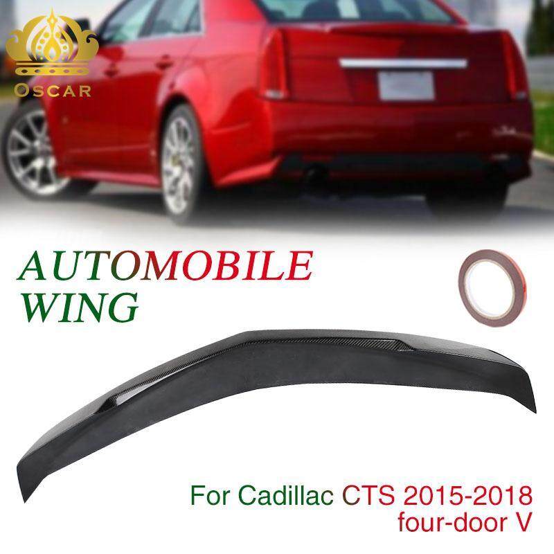 Oscar Toko Cadillac CTS Sedan 4 Pintu Serat Karbon 130*15*9 Cm V Style Batang Belakang Sayap Mobil tail Wing Spoiler Wing Aksesori Garis Hiasan Mobil Spoiler Dekorasi Potong Ekor Badan Dekorasi Mobil 4D Hitam