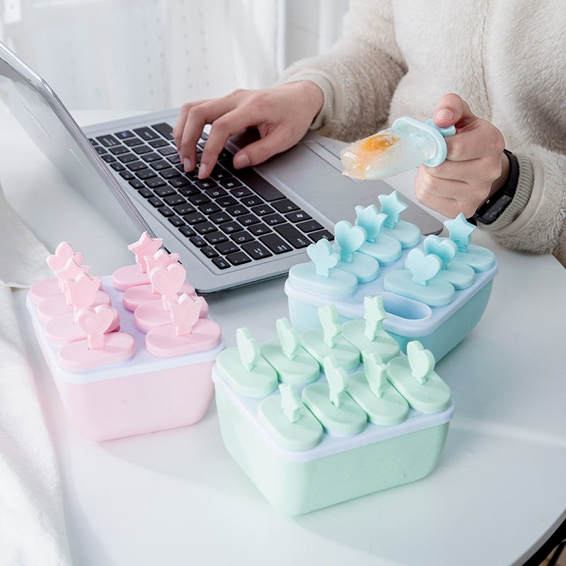 8-Cell Reusable Mould Tray DIY Popsicle Ice Cream Maker Square