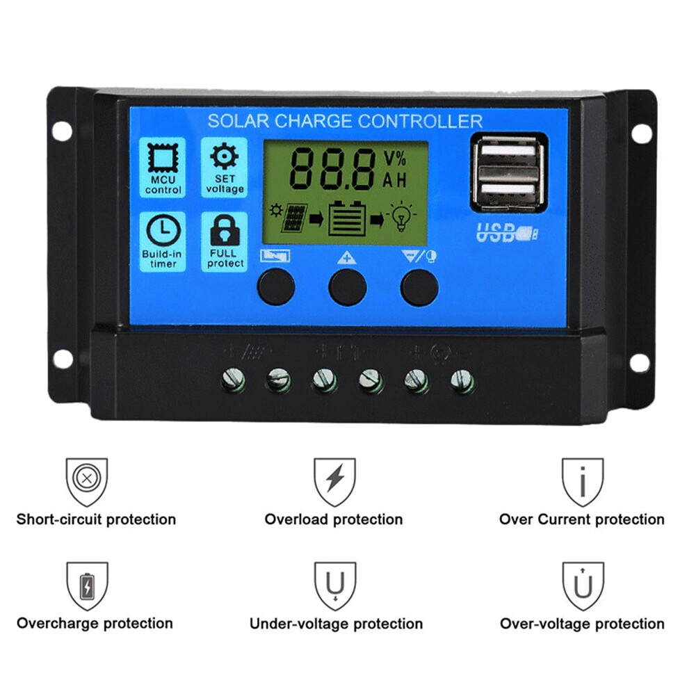 Bộ Tấm Pin Năng Lượng Mặt Trời 200W Bộ Điều Khiển Sạc Năng Lượng Mặt Trời 12V Với 100A Bộ Điều Khiển Tấm Pin Năng Lượng Mặt Trời Đầu Ra USB Kép 5V Cho Thuyền Caravan