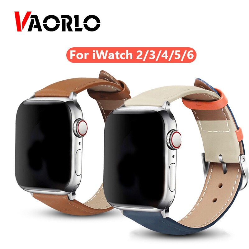 VAORLO High quality Leather loop Band 40mm 44mm 42mm 38mm Sports Strap Tour band for Apple watch Series 2 3 4 5 6 SE