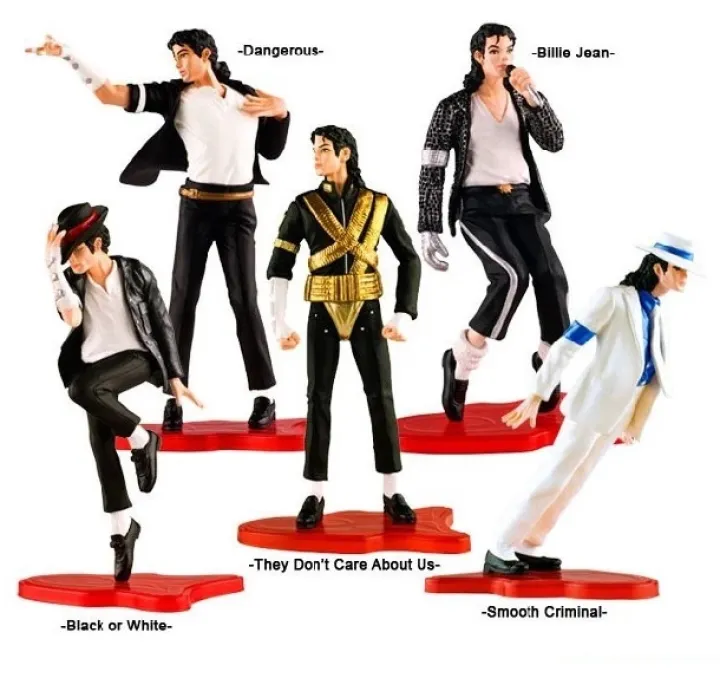 5pcs//set MJ Action Figure Dancing MJ PVC Dolls Smooth Criminal Moonwalk King of