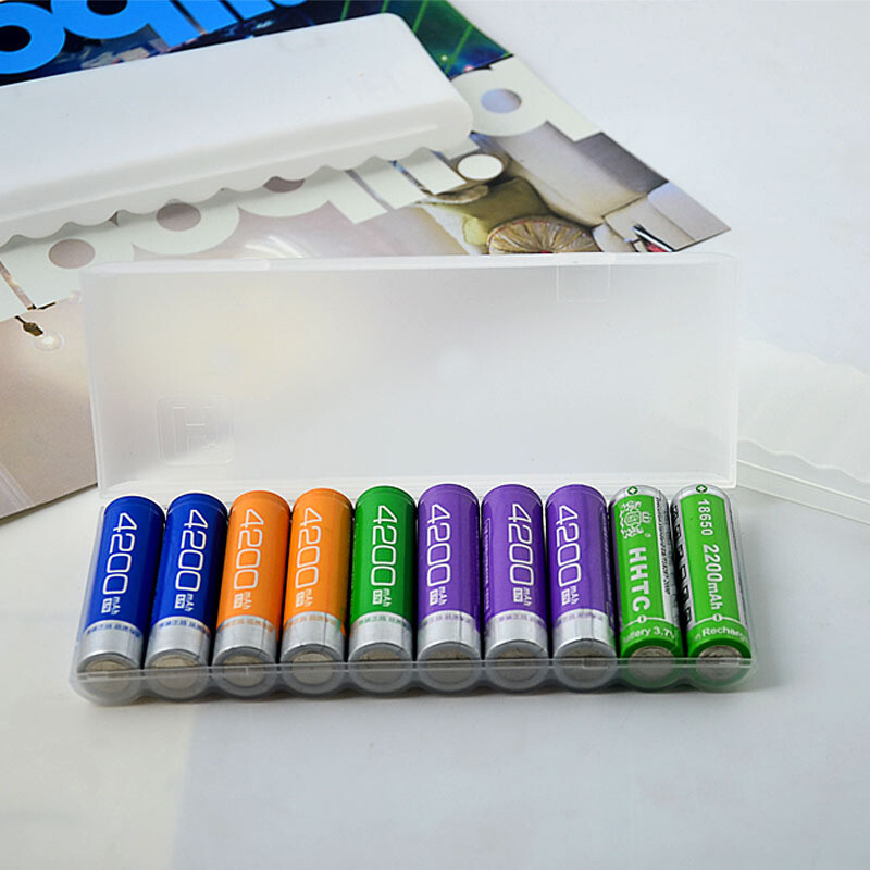 Fkend 10 Slot Transparent White Plastic Battery Storage Box Hard Container Holder Case For AA Battery Organizer Accessories