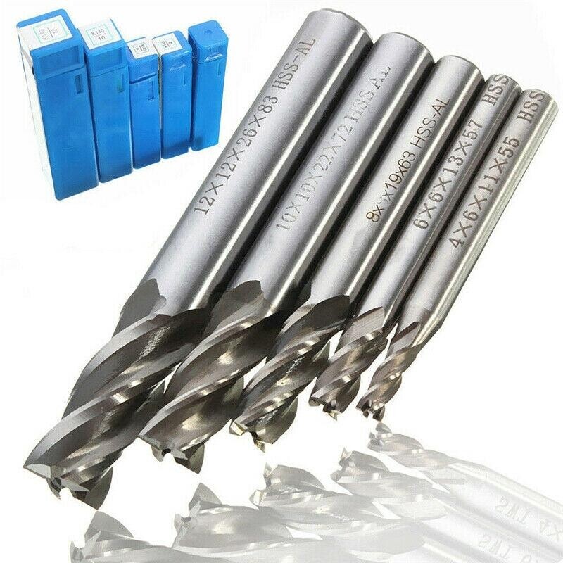 5 cái CNC End Mill Máy phay HSS Mũi khoan thẳng mũi khoan 4 sáo