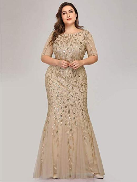 Plus Size Long Mermaid Sequin Evening 