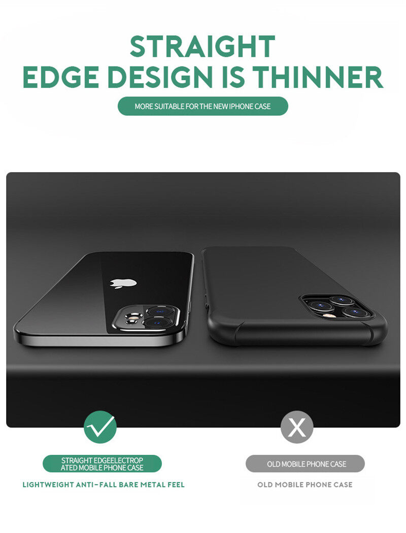 Ốp Điện Thoại Di Động Mạ Điện Góc Vuông Trong Suốt, Ốp Điện Thoại Mềm Cho Apple IPhone 12 Mini Pro Max 11 Pro Max To 6S 7 8 Plus, Ốp Lưng TPU Bảo Vệ Toàn Bộ Ống Kính