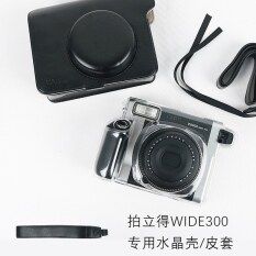 Miễn phí vận chuyển và Giao hàng nhanh Fuji Polaroid wide300 pha lê bảo vệ trong suốt vỏ đen Mang trường hợp máy ảnh rộng chuyên dụng để gửi dây đai