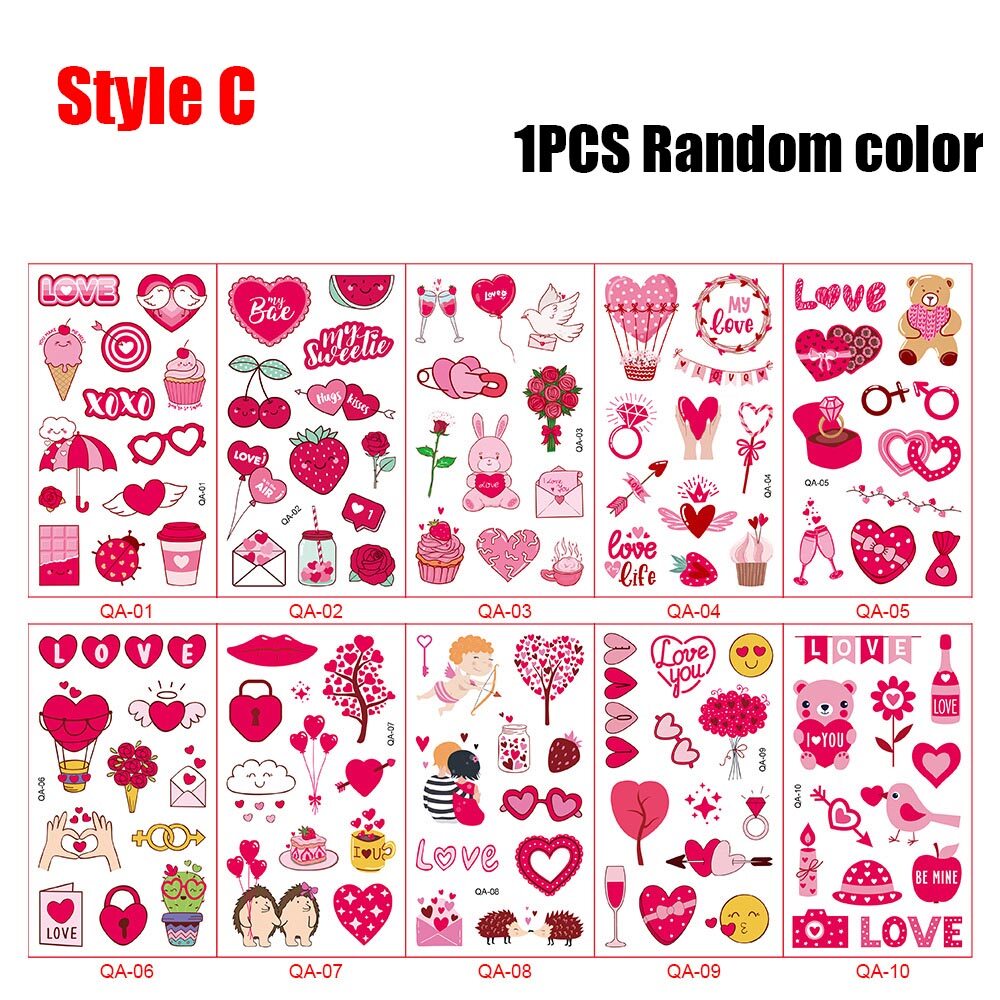 5pcs Sweet Love Tattoos Wedding Anniversary Party Temporary Body Arm Stickers Waterproof Makeup Sticker