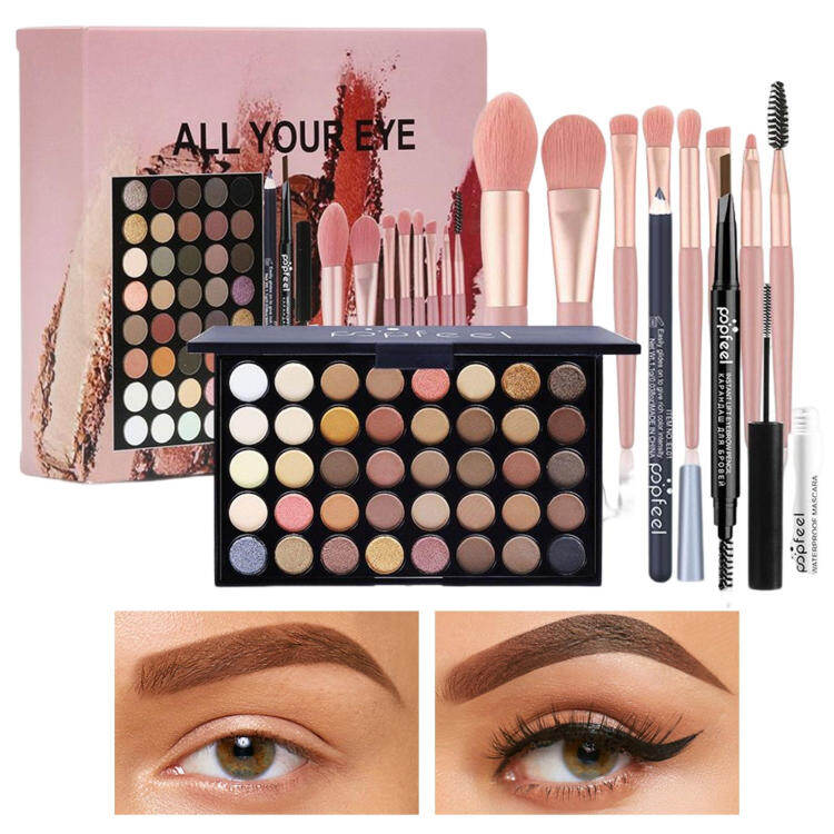 Eye Makeup Palette Set Eyeshadow Palette Makeup Set With Brush 40 Colors Makeup Kit Matte Shimmer Pigmented Eye Shadow Pallete Waterproof Eye Powder attractively