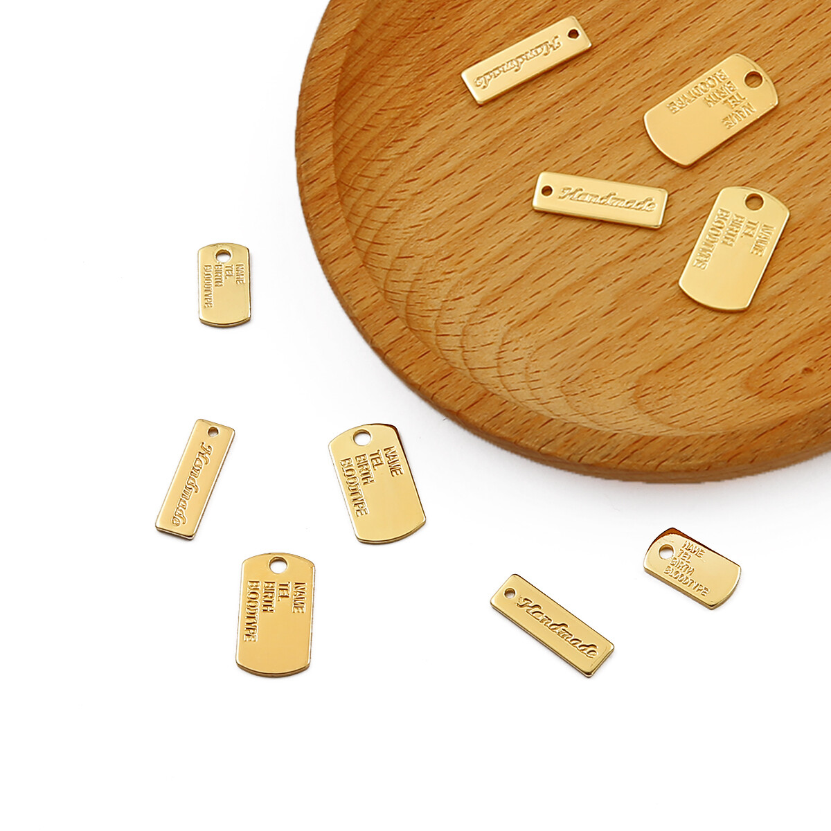 2Pcs Hanging Tags Pendant Beads 18K Gold Plated Copper Charms For DIY Bracelets Jewelry Making Findings Crafts