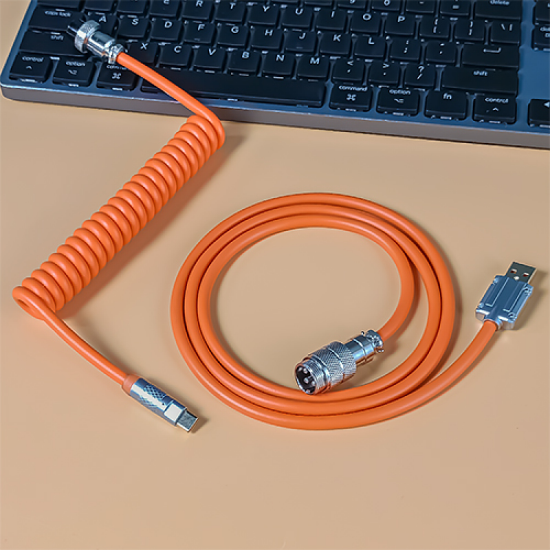 Mechanical Keyboard Coiled Cable Wire Type C USB Cable Custom Gaming Coiled Aviator Computer Aviation Connector Charging Cable