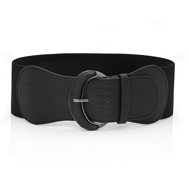 Elastic Stretchy Wide Women Waist Belt for Dress Black Red Nylon Female Down Coat Corset Belt with Hook Buckle