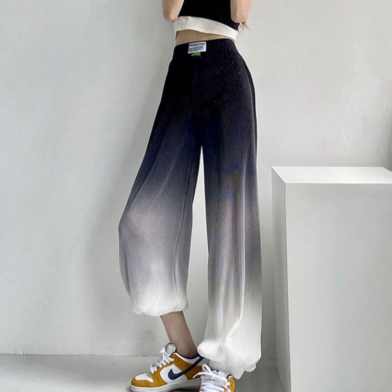 Laz Nigori Sports pants women's high waist gradient casual fashion versatile pants contrasting color wide -leg pants female