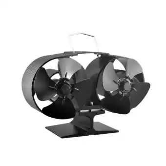 8 Blade Twin Motor Heat Powered Eco Fireplace Fan Fuel Cost Saving