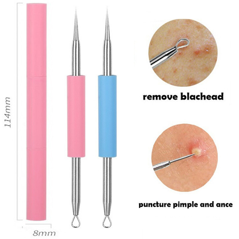 Professional Silicone Acne Blackhead Extractor Remover Double Head Acne Needles