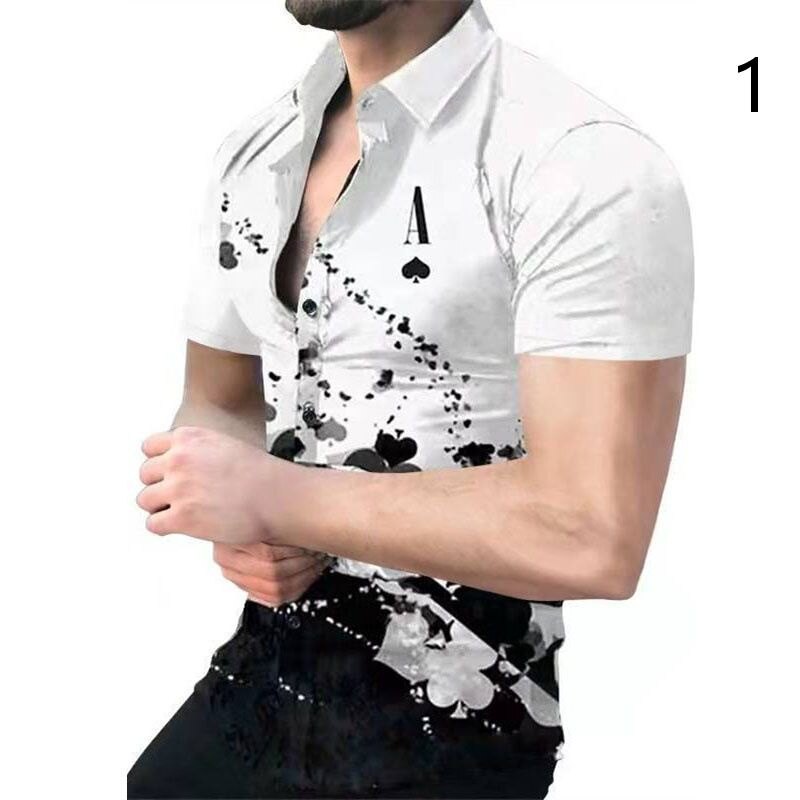 V44foo 5 Styles Men Shirts Fashion Shirts Printing Collar Shirts Short-sleeve Men's Casual Shirts