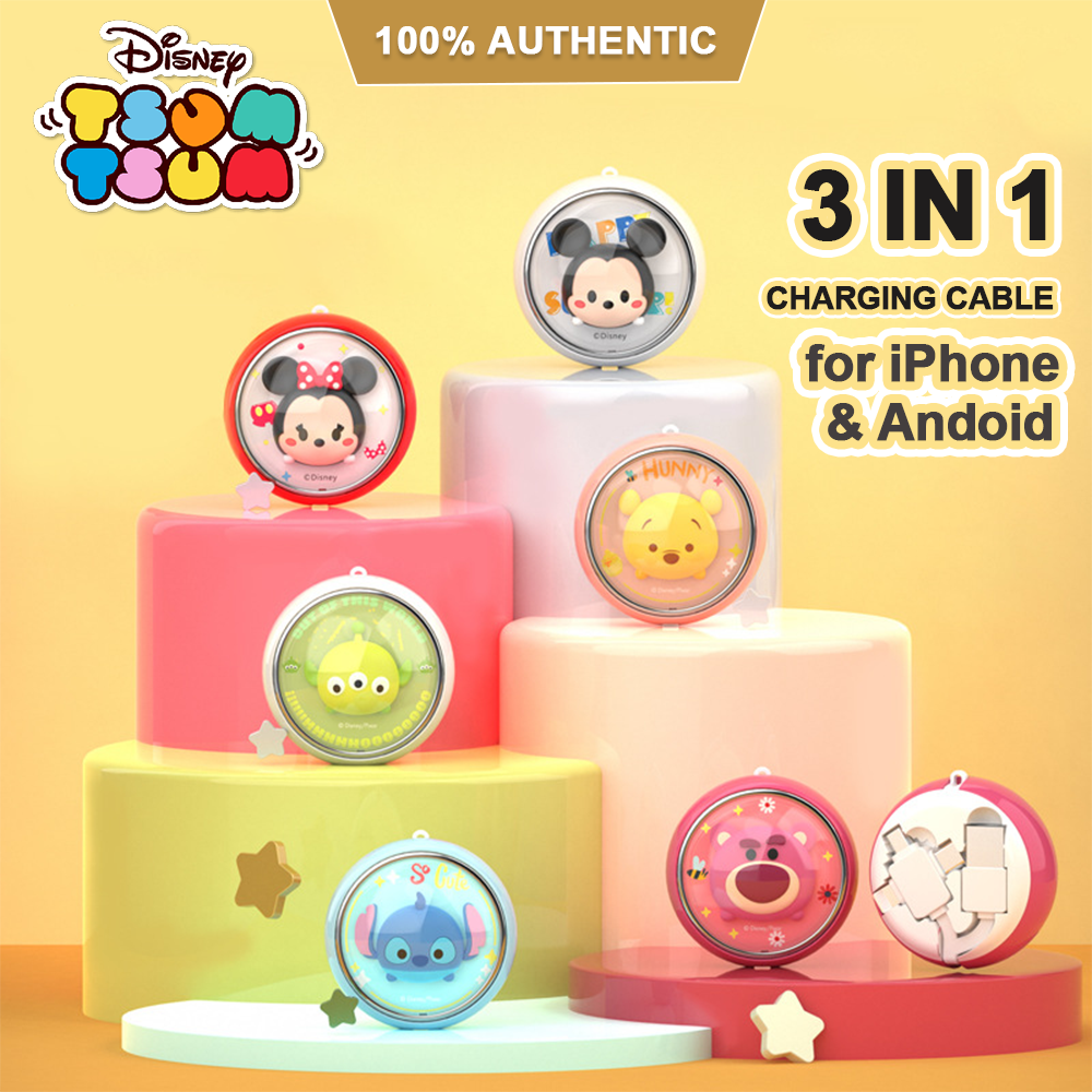 100% Authentic Disney Cable Flexible 3 in 1 Charging Cable Fast Charging Lightning Cable 5 Gear Adjustment Micro-USB Type-C Fast Charging Micro USB Type-C for all smart devices LY11