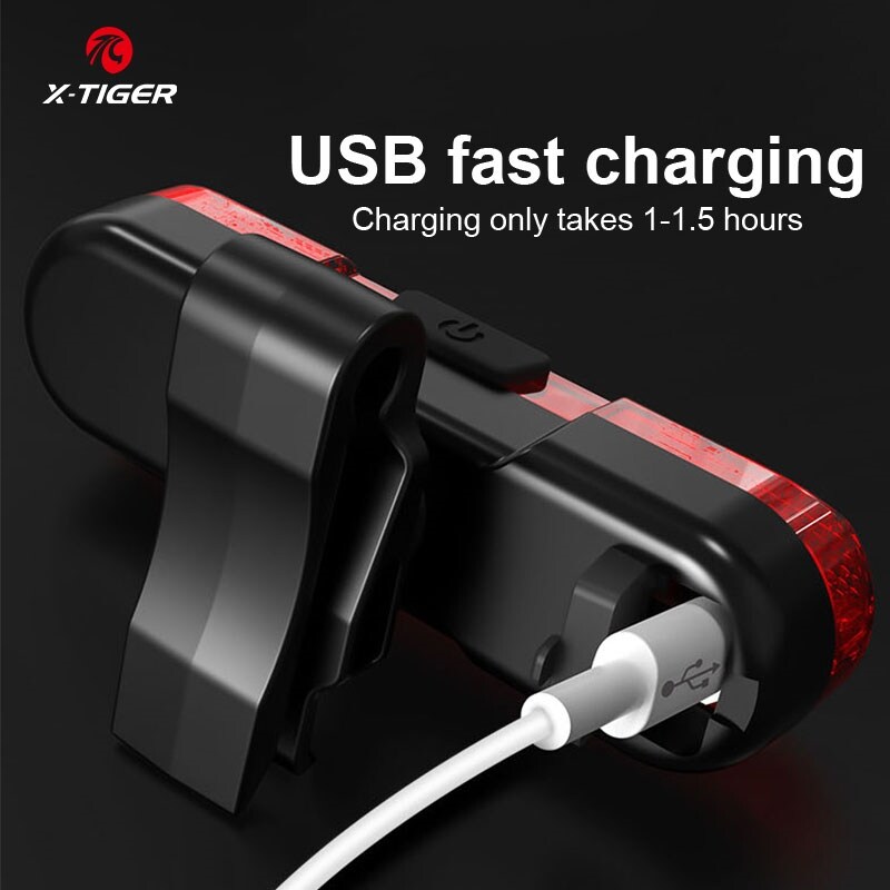 【A NEW】 X TIGER Bicycle Rear Light Waterproof MTB Bicycle Light USB Charge LED Bicycle Taillight Flash Tail Safety Bike Warning Light